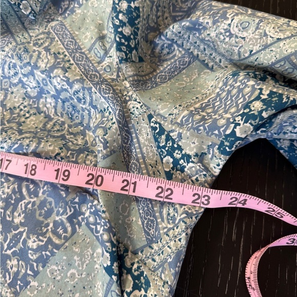 Coldwater Creek Patchwork Floral Button Down Blouse 18W 100% Cotton Blue White - Picture 5 of 5